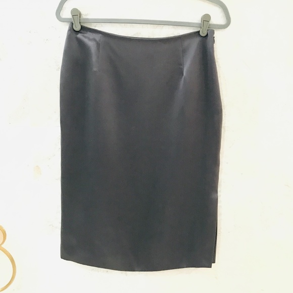 WORTH {6} Skirt Silk Charcoal Pewter Grey Gray - Picture 1 of 5